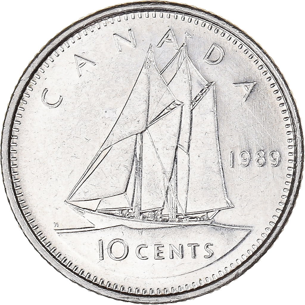 Coin, Canada, 10 Cents, 1989