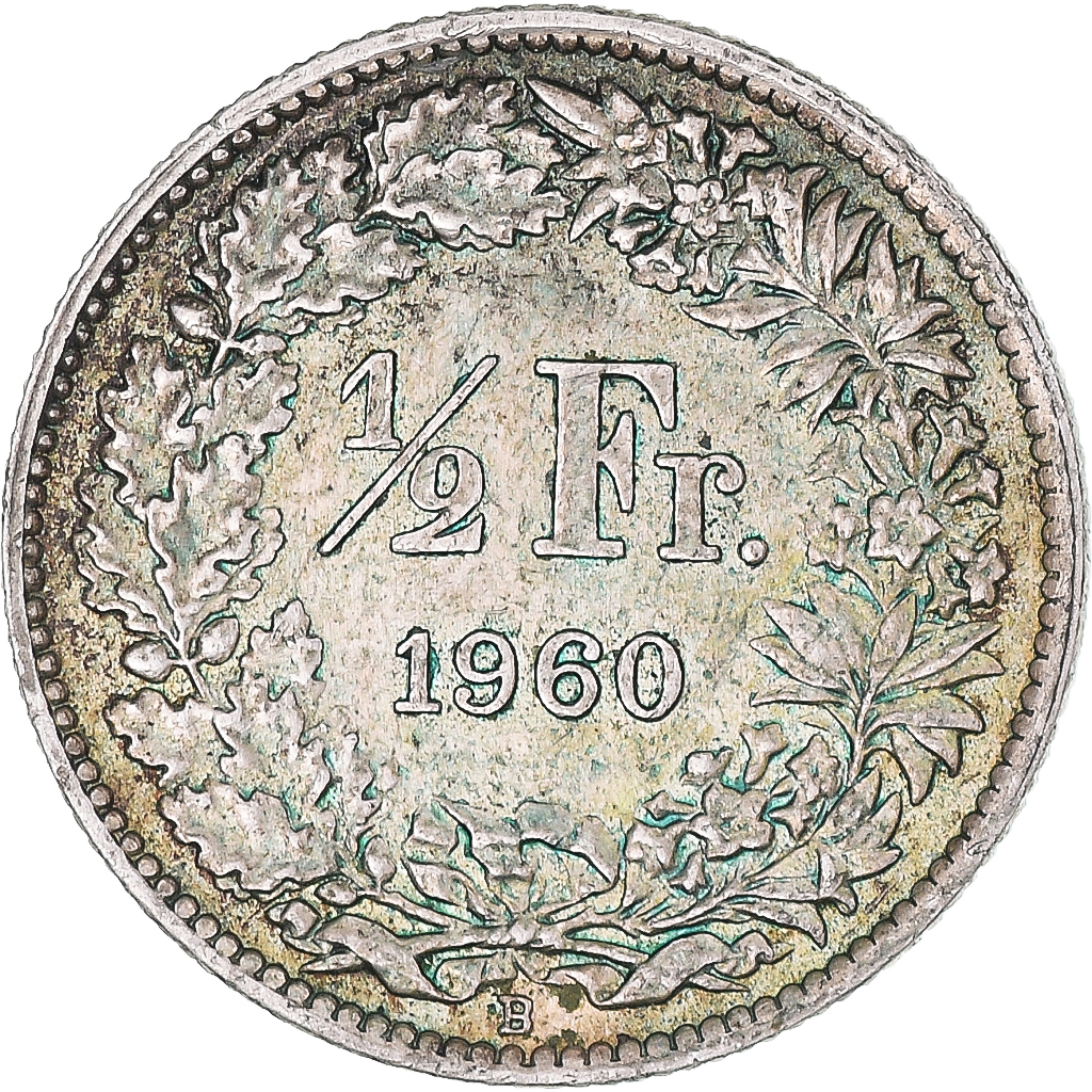Coin, Switzerland, 1/2 Franc, 1960