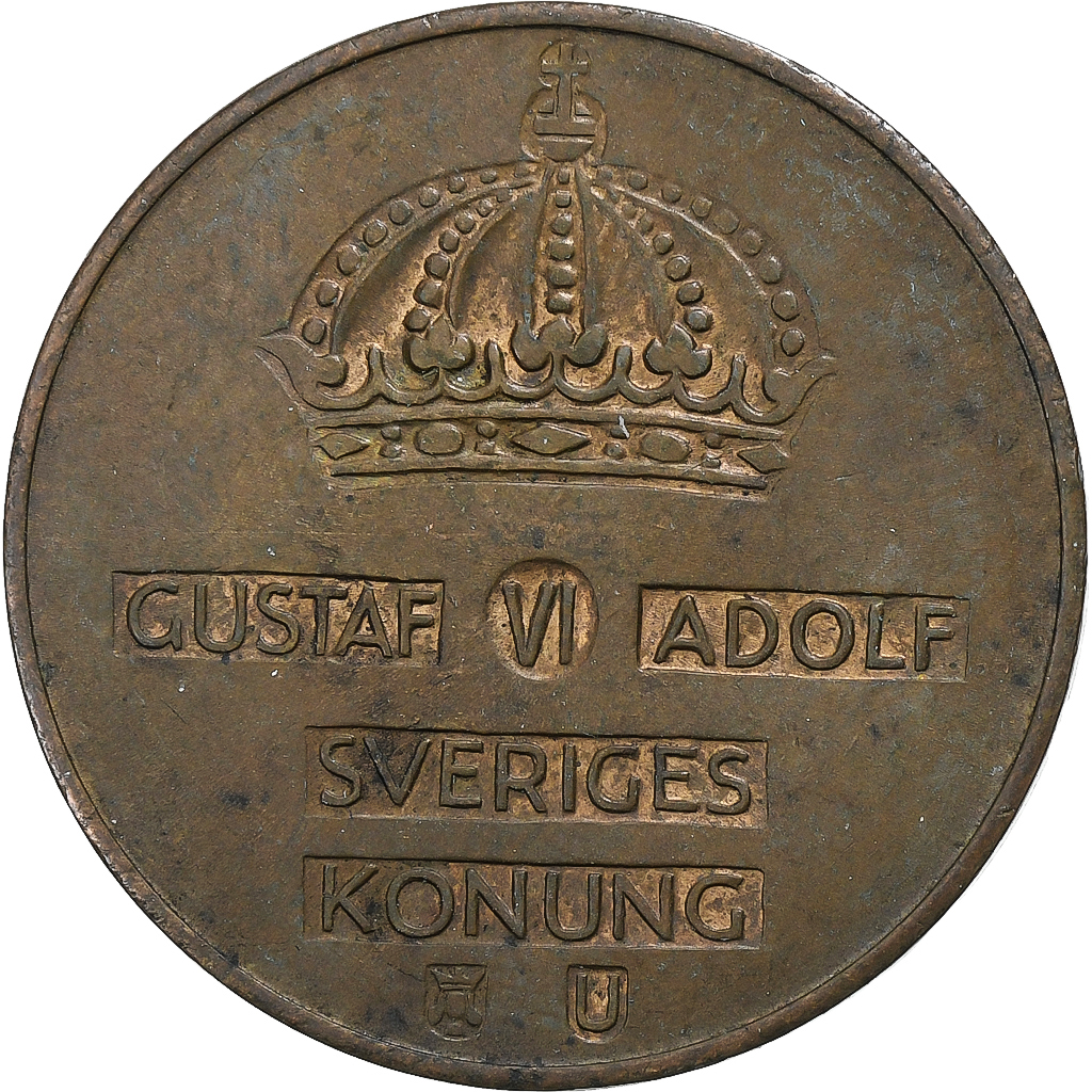 Sweden, Gustaf VI, 5 Öre, 1967, Stockholm, Bronze, 