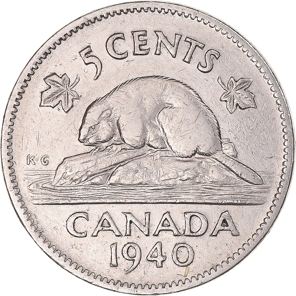 Coin, Canada, 5 Cents, 1940