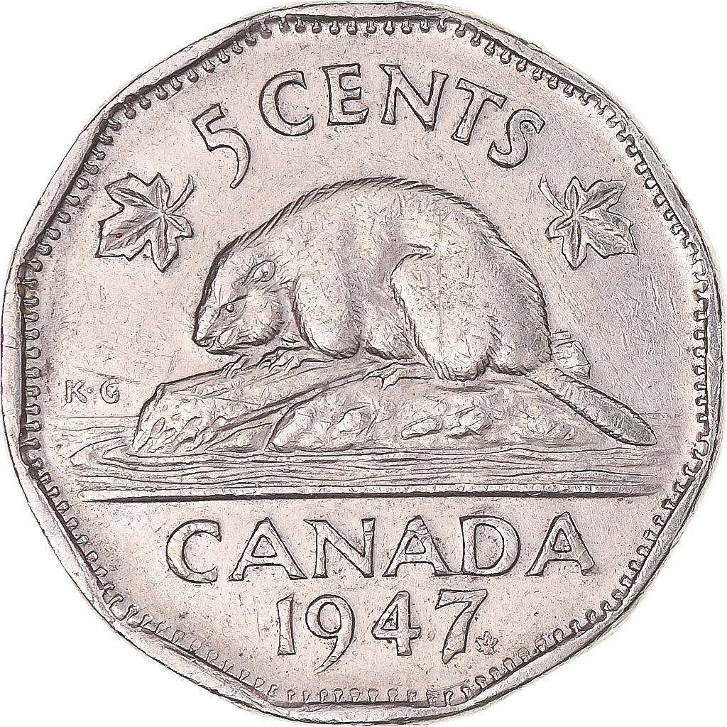 Coin, Canada, 5 Cents, 1947