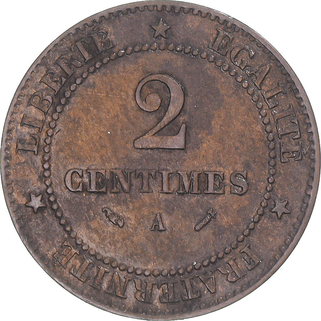 Coin, France, 2 Centimes, 1883