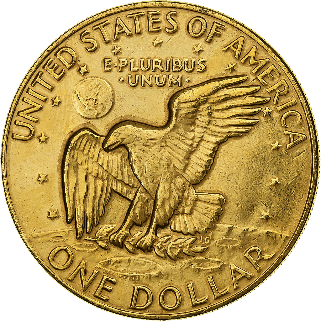 United States, Dollar, Eisenhower, 1974, Philadelphia, golden, Copper-Nickel