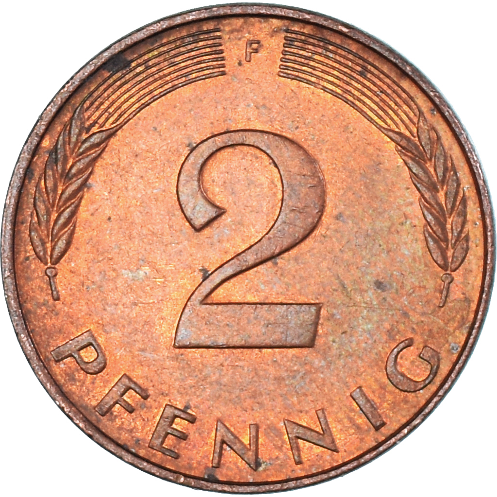 Coin, Germany, 2 Pfennig, 1990