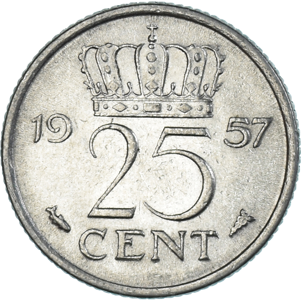 Coin, Netherlands, 25 Cents, 1957