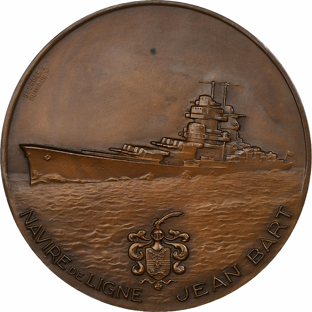 France, Medal, Chevalier Jean Bart, Navire de Ligne, Undated (1973