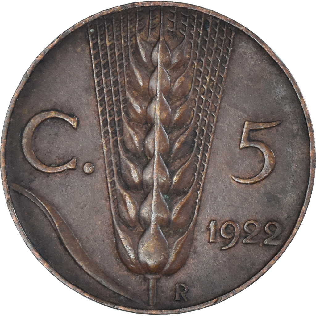 Moneda, Italia, 5 Centesimi, 1922
