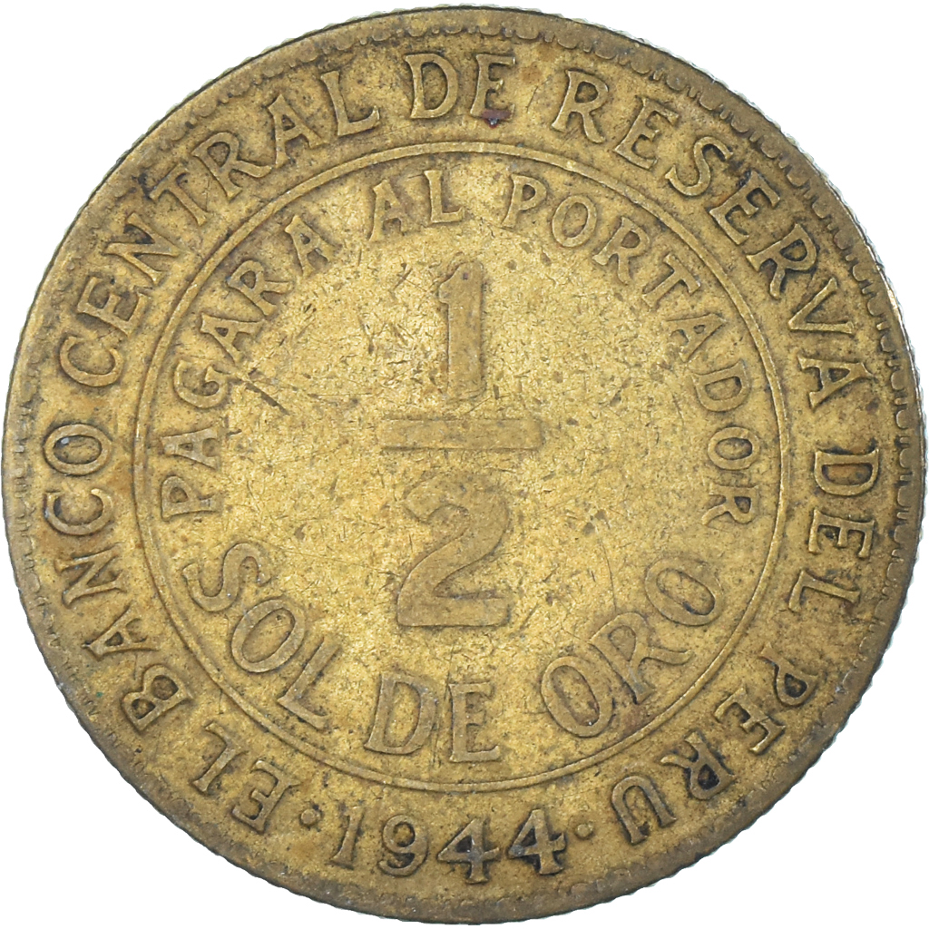 Coin, Peru, 1/2 Sol, 1944