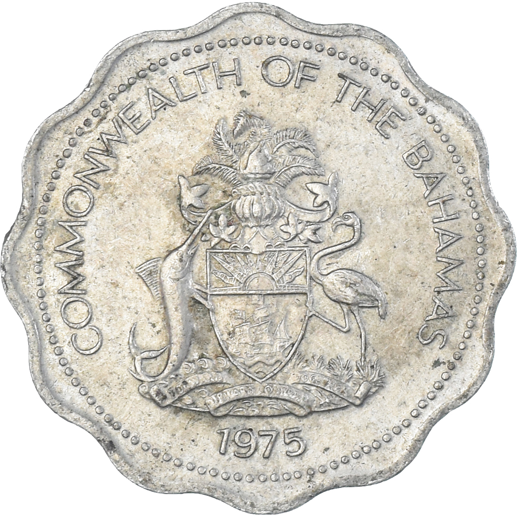 Coin, Bahamas, 10 Cents, 1975