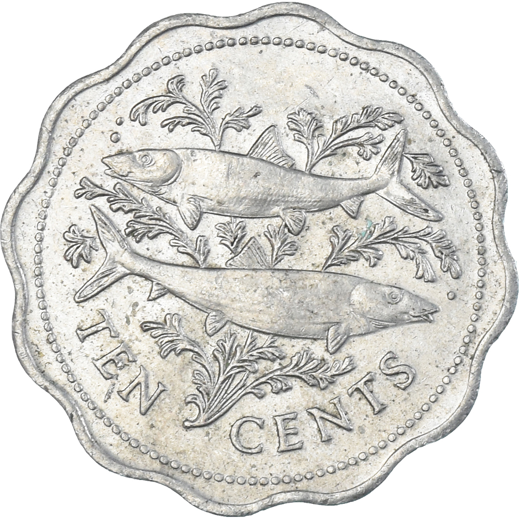 Coin, Bahamas, 10 Cents, 1975