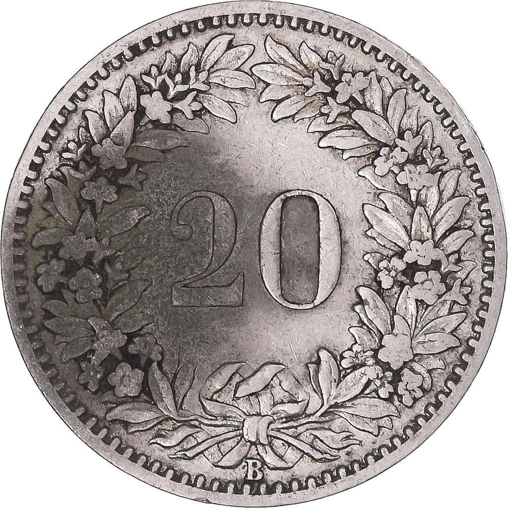Coin, Switzerland, 20 Rappen, 1891