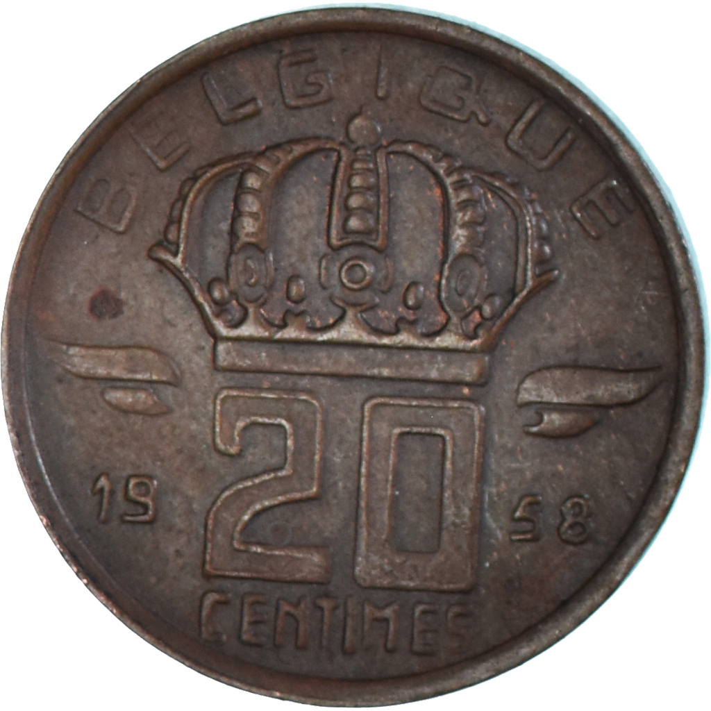 Coin, Belgium, 20 Centimes, 1958