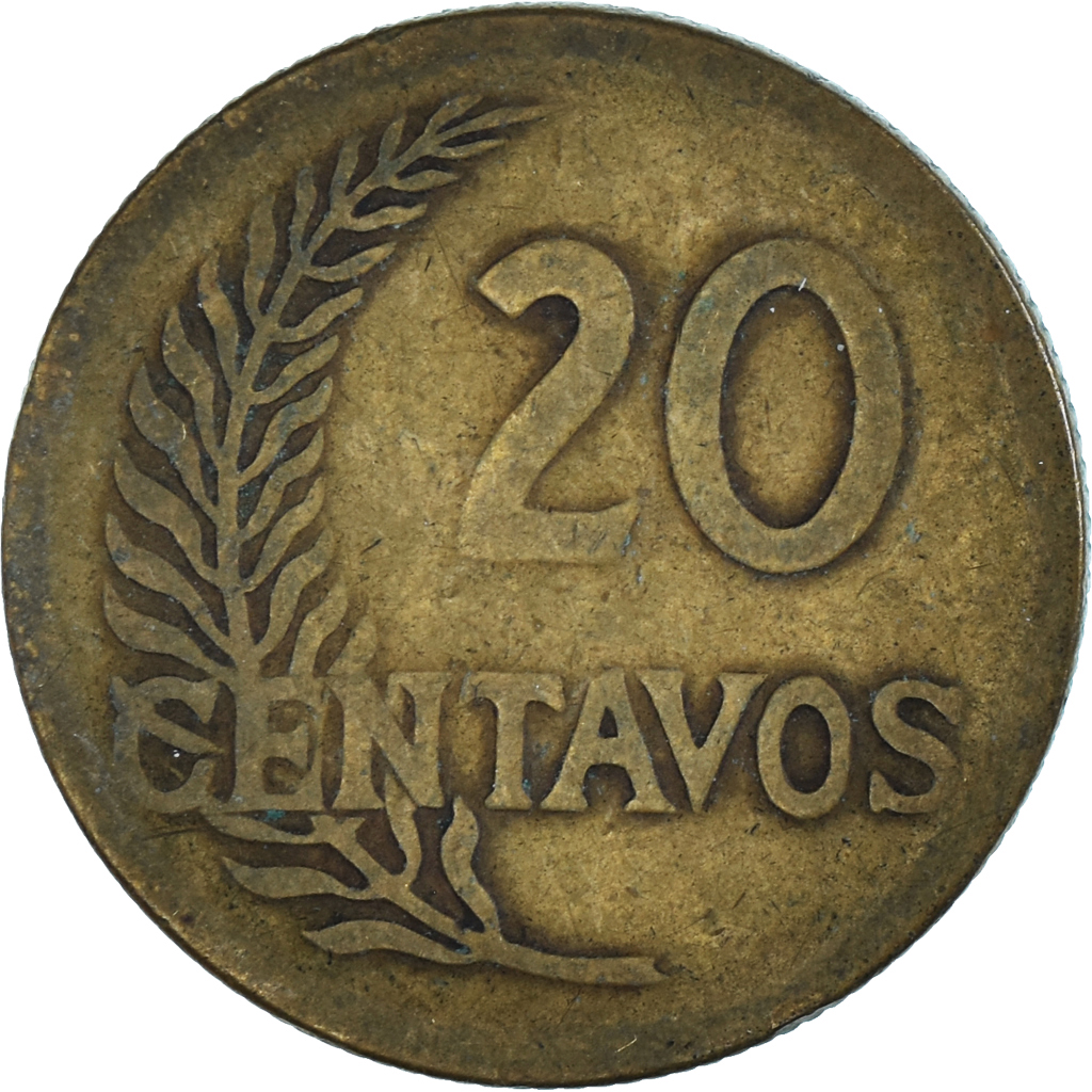 Coin, Peru, 20 Centavos, 1944
