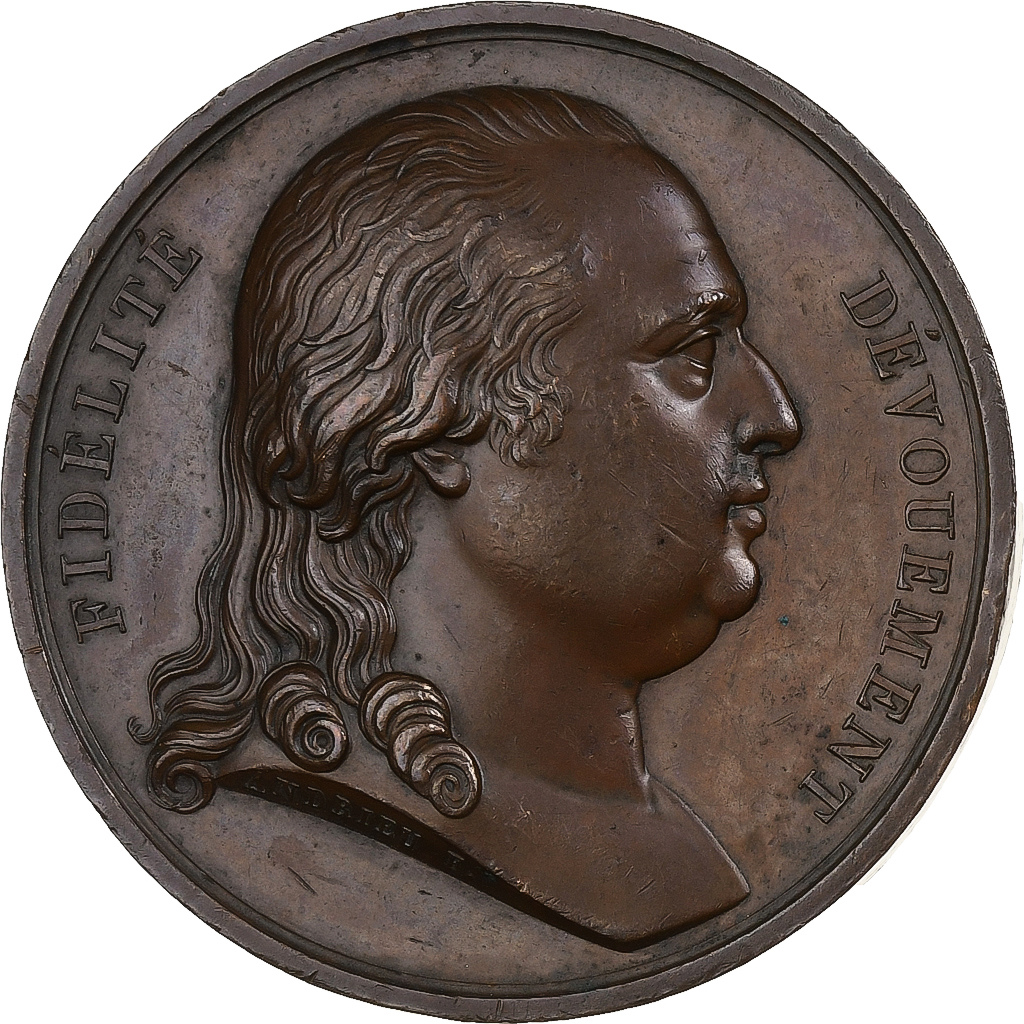 France, Medal, Louis XVIII, Fidélité et Dévouement, Croix de l'ordre du Lys