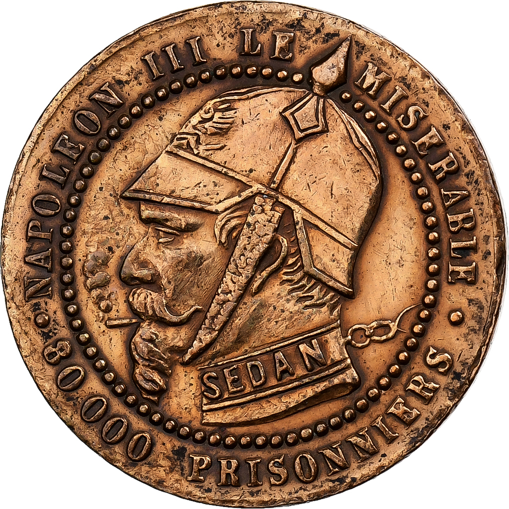France, Satirical coin, Napoléon III, 1870, Bronze, 