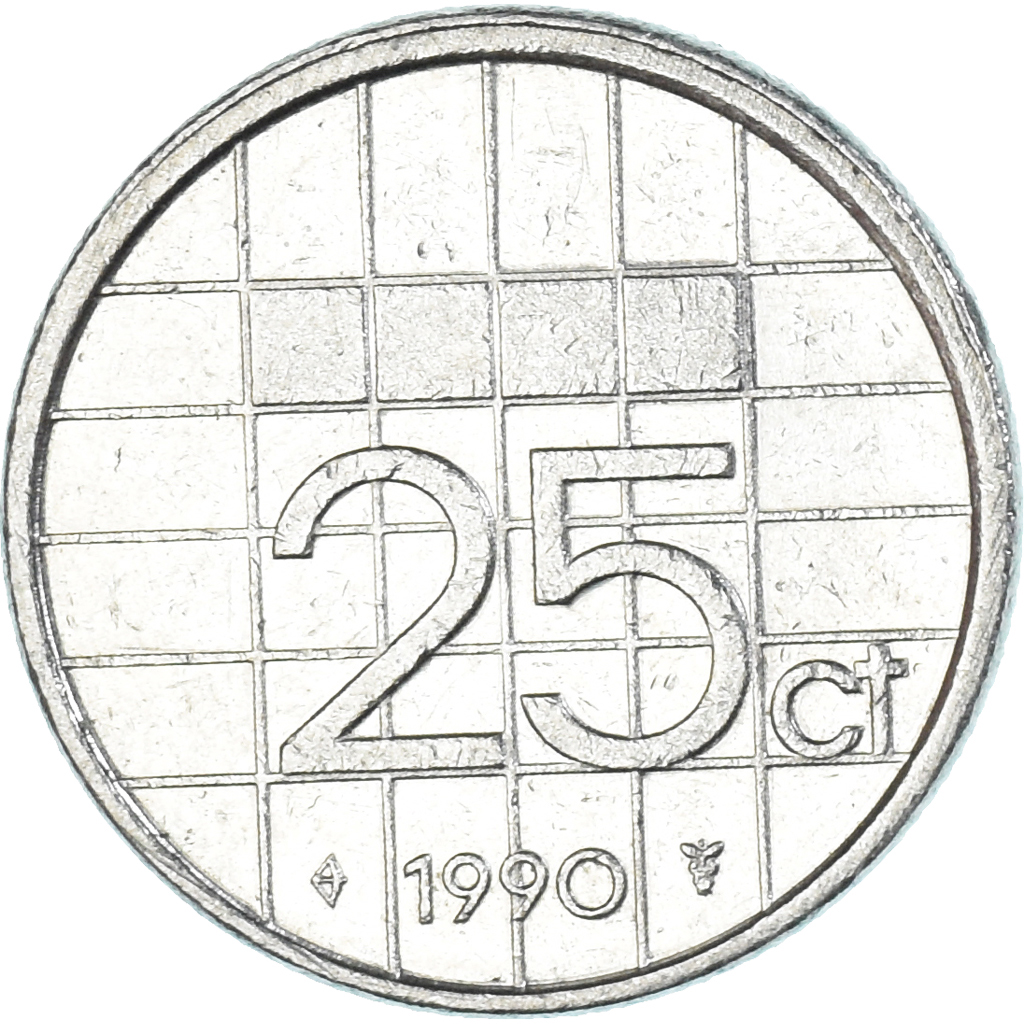Coin, Netherlands, 25 Cents, 1990