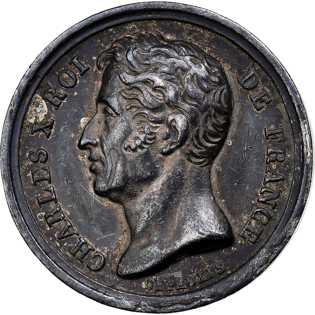 France, Quinaire, Charles X, Avènement au Trône, 1824, Silver, Depaulis