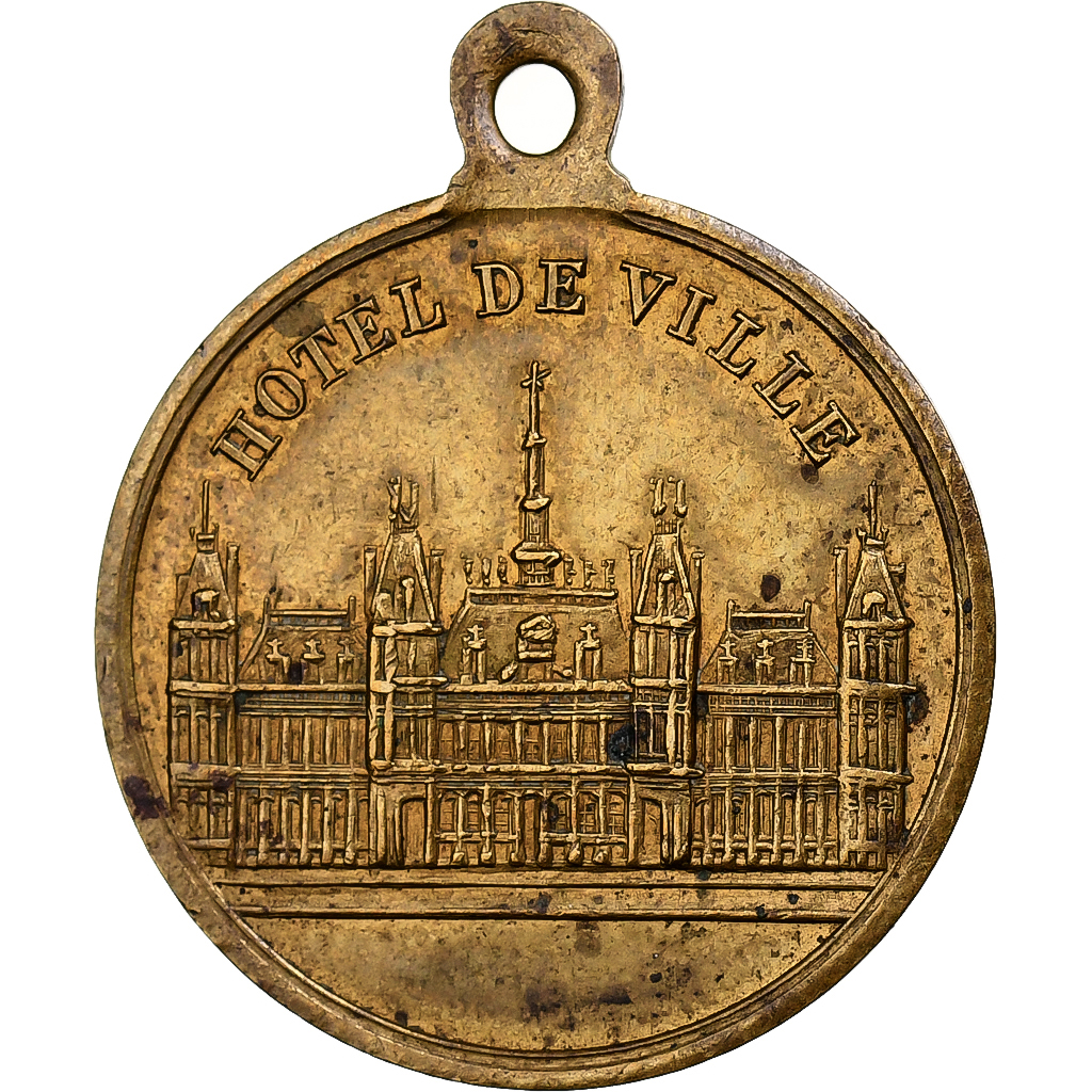 France, Medal, Inauguration de l'Hôtel de ville de Paris, 1882, Copper Gilt