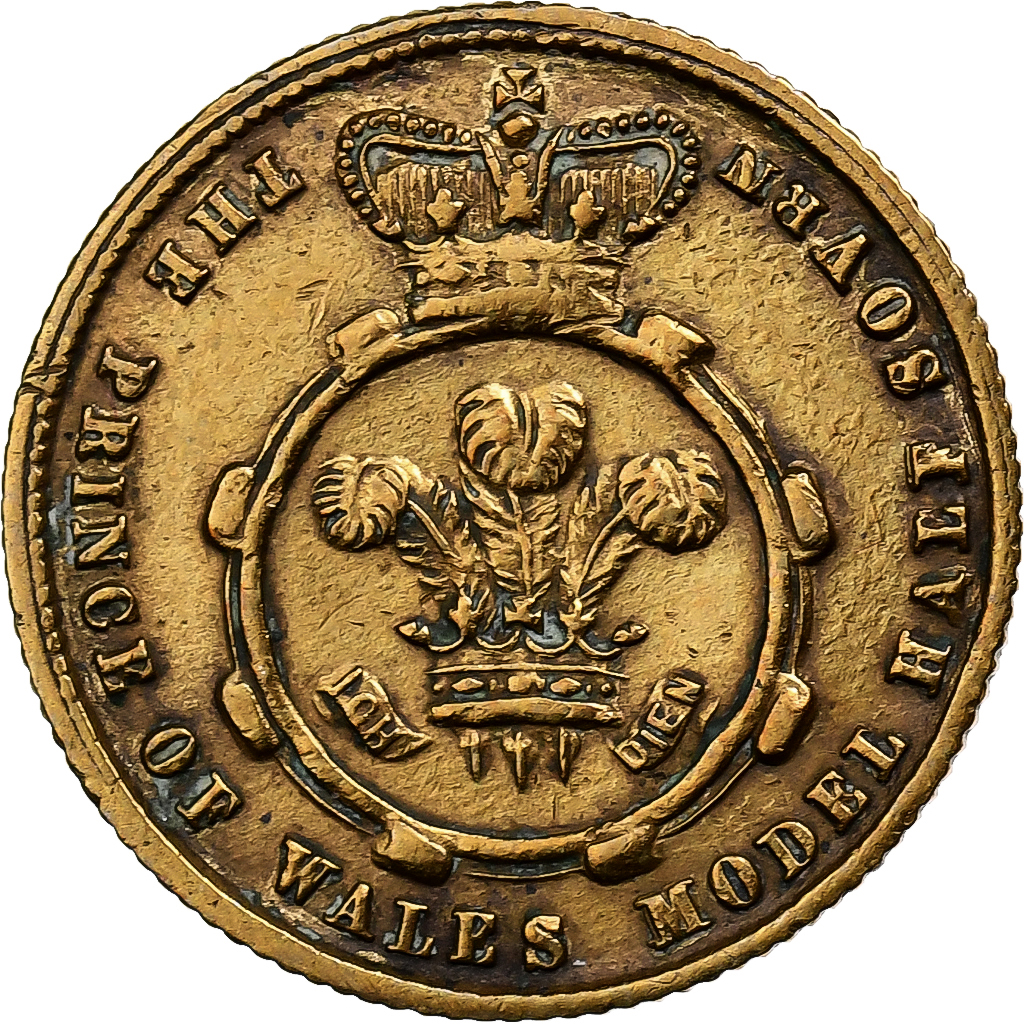 United Kingdom, Token, Victoria, Prince of Wales model, 1/2 Sovereign, Brass