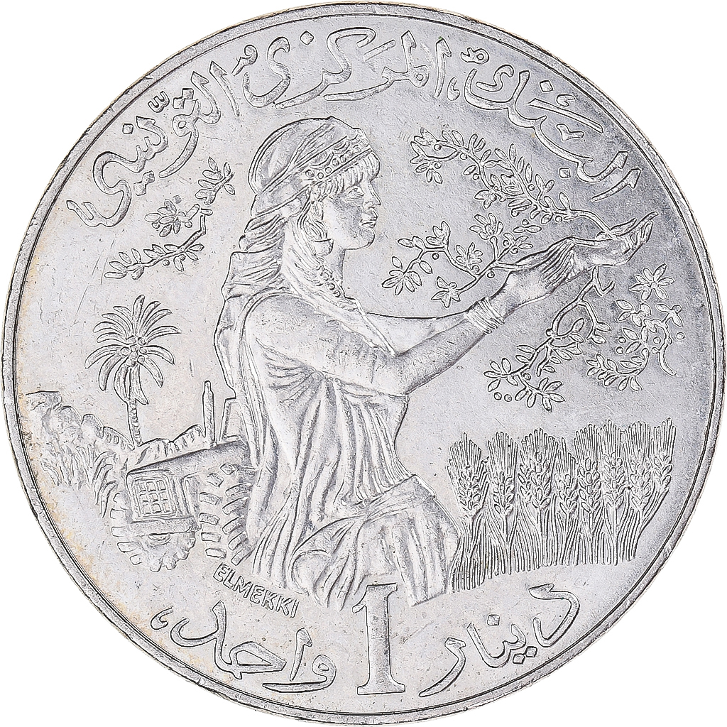 Coin, Tunisia, Dinar, 1988