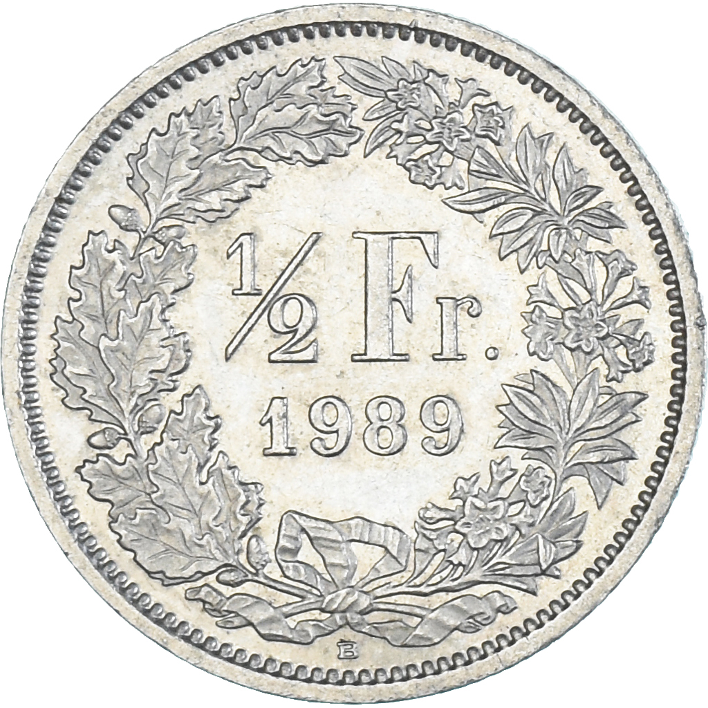 Coin, Switzerland, 1/2 Franc, 1989