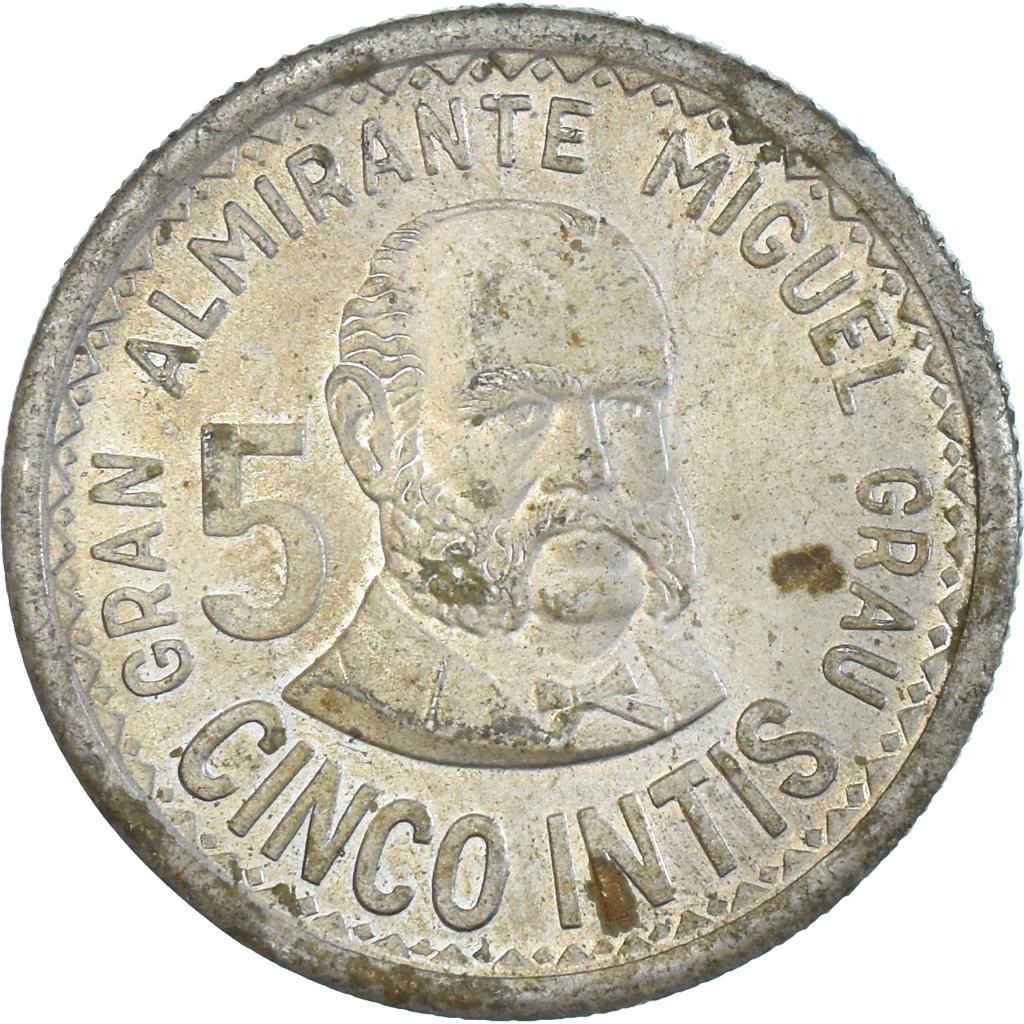 Coin, Peru, 5 Intis, 1986