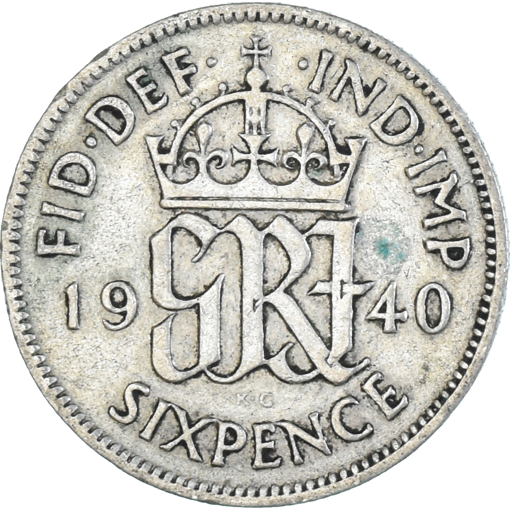 Coin, Great Britain, 6 Pence, 1940