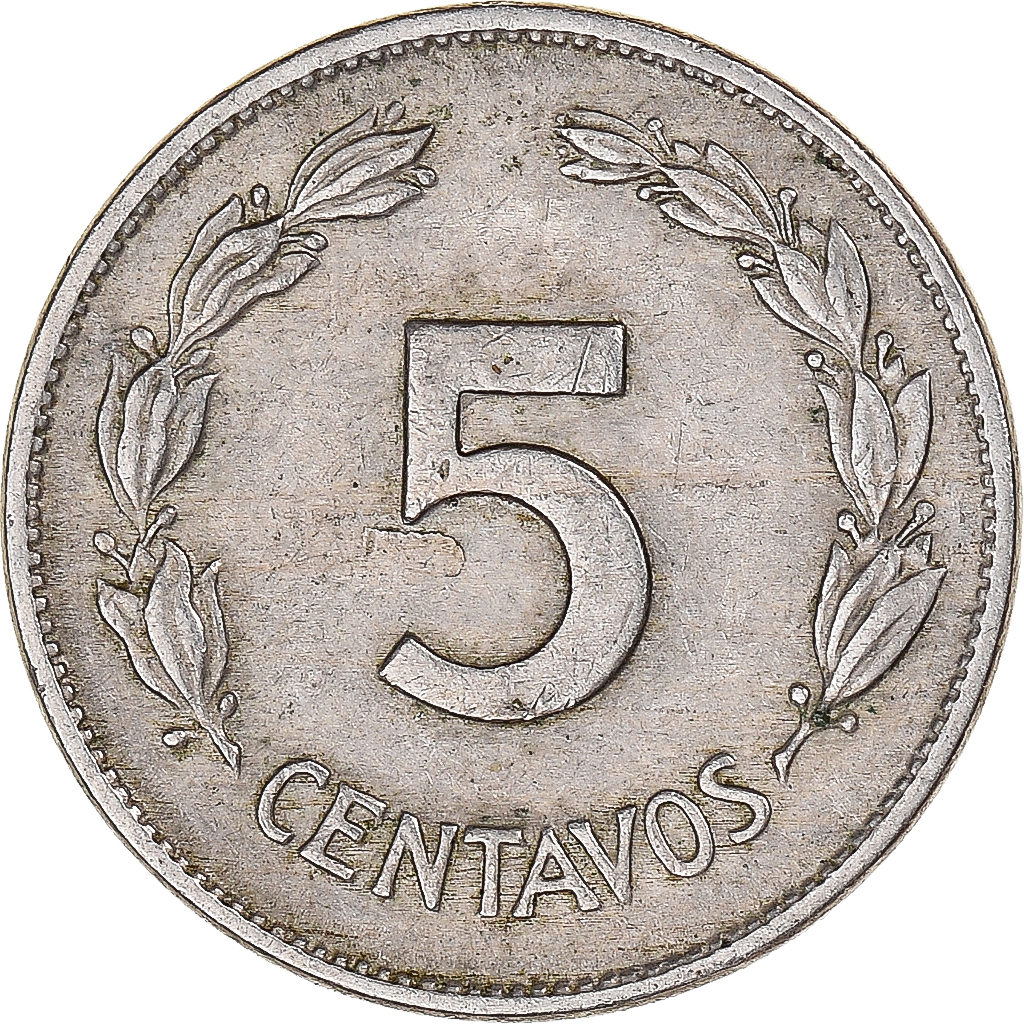 Coin, Ecuador, 5 Centavos, Cinco, 1946