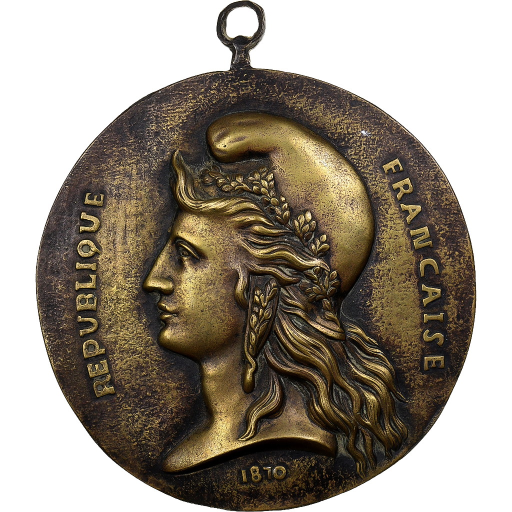 France, Medal, Marianne, République Française, 1870, Brass, 