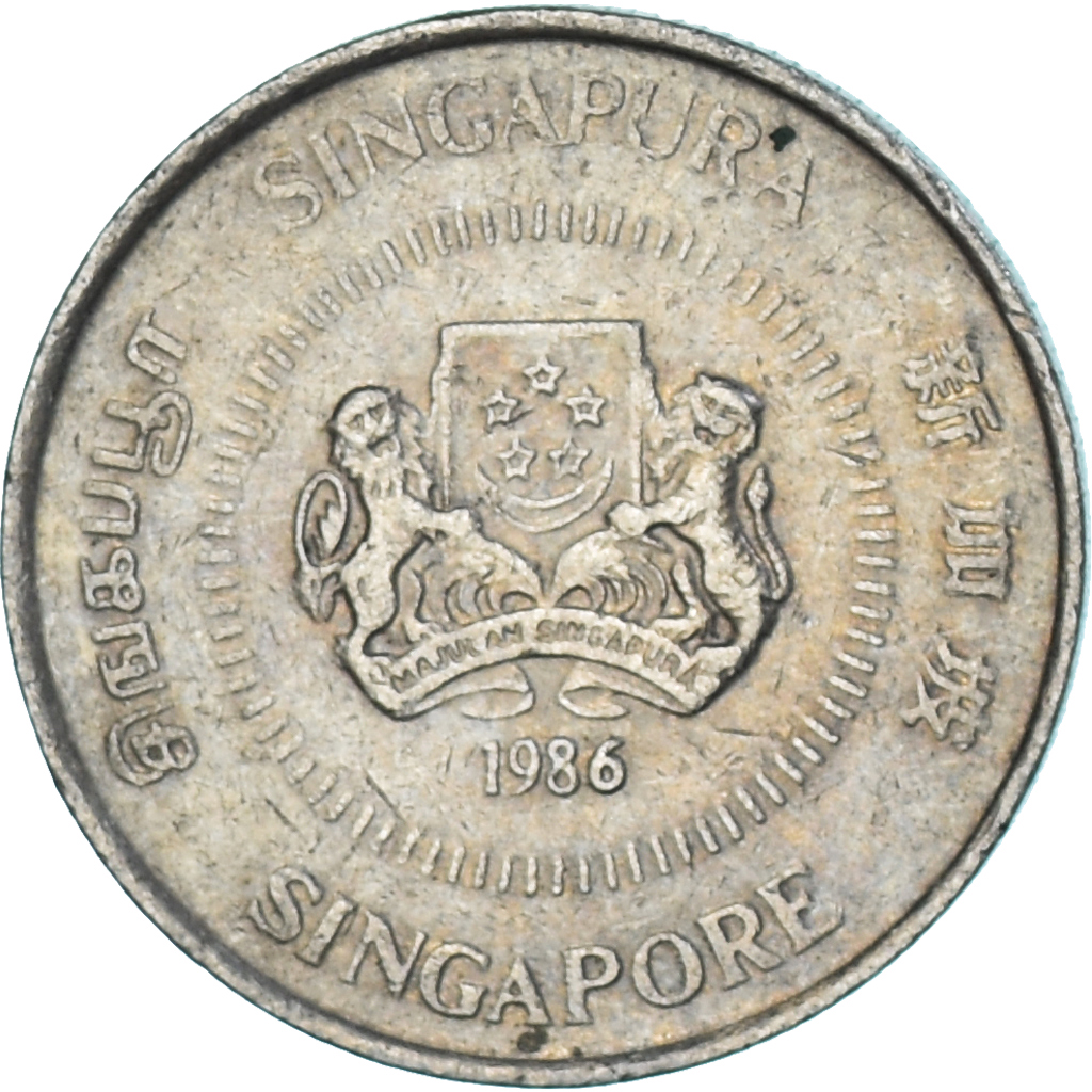Coin, Singapore, 10 Cents, 1986