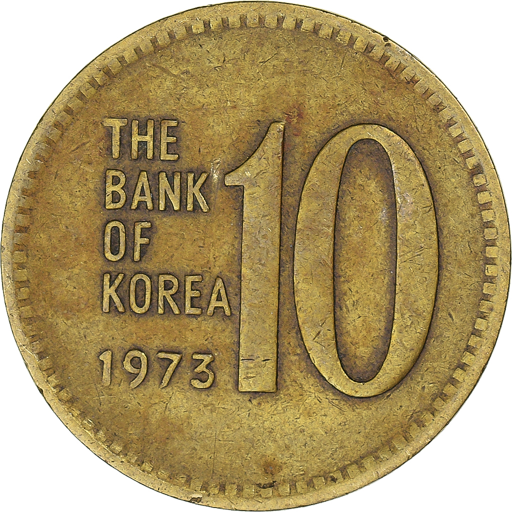 Coin, Korea, 10 Won, 1973