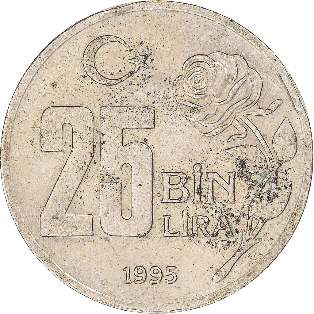 Coin, Turkey, 25000 Lira, 25 Bin Lira, 1995