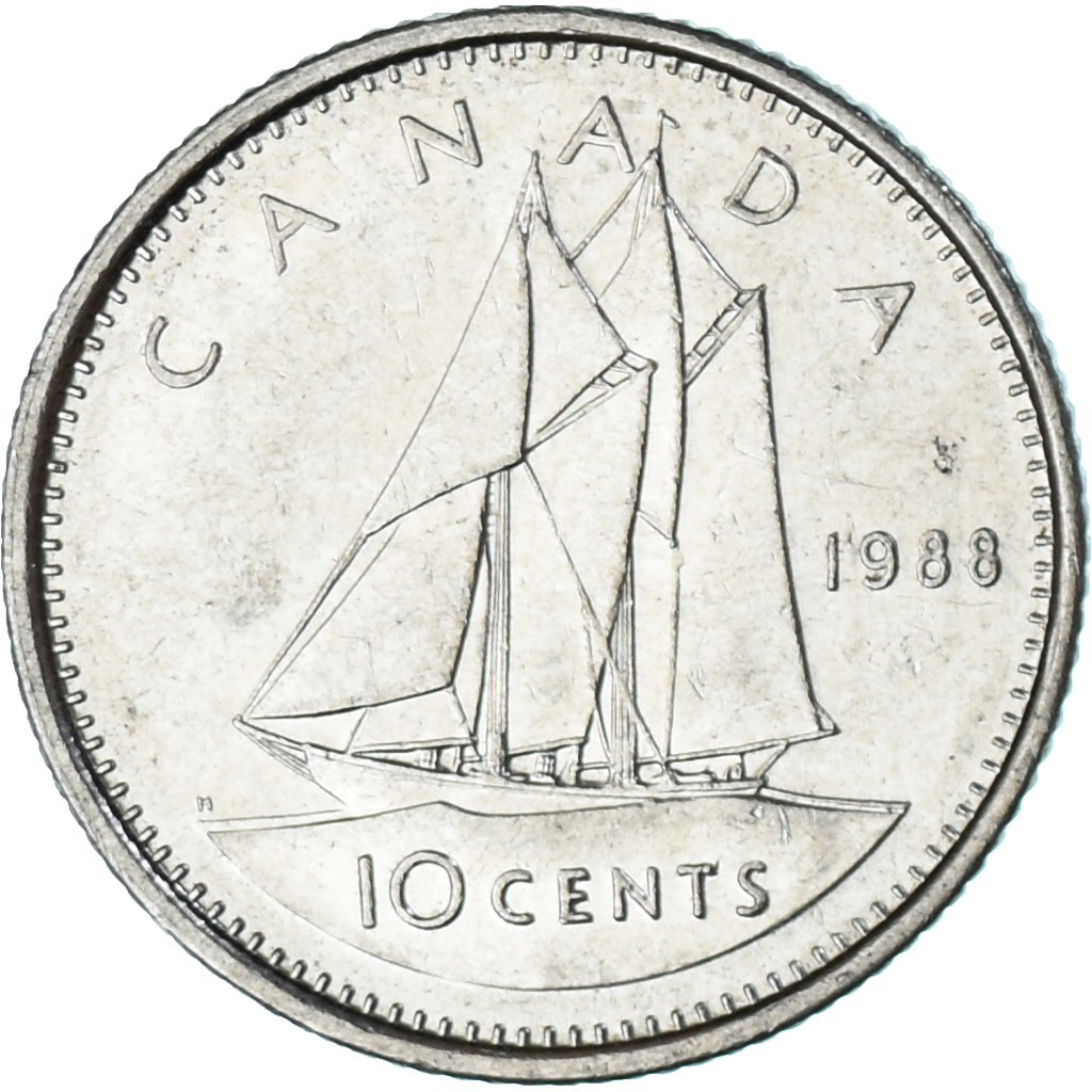 Coin, Canada, 10 Cents, 1988