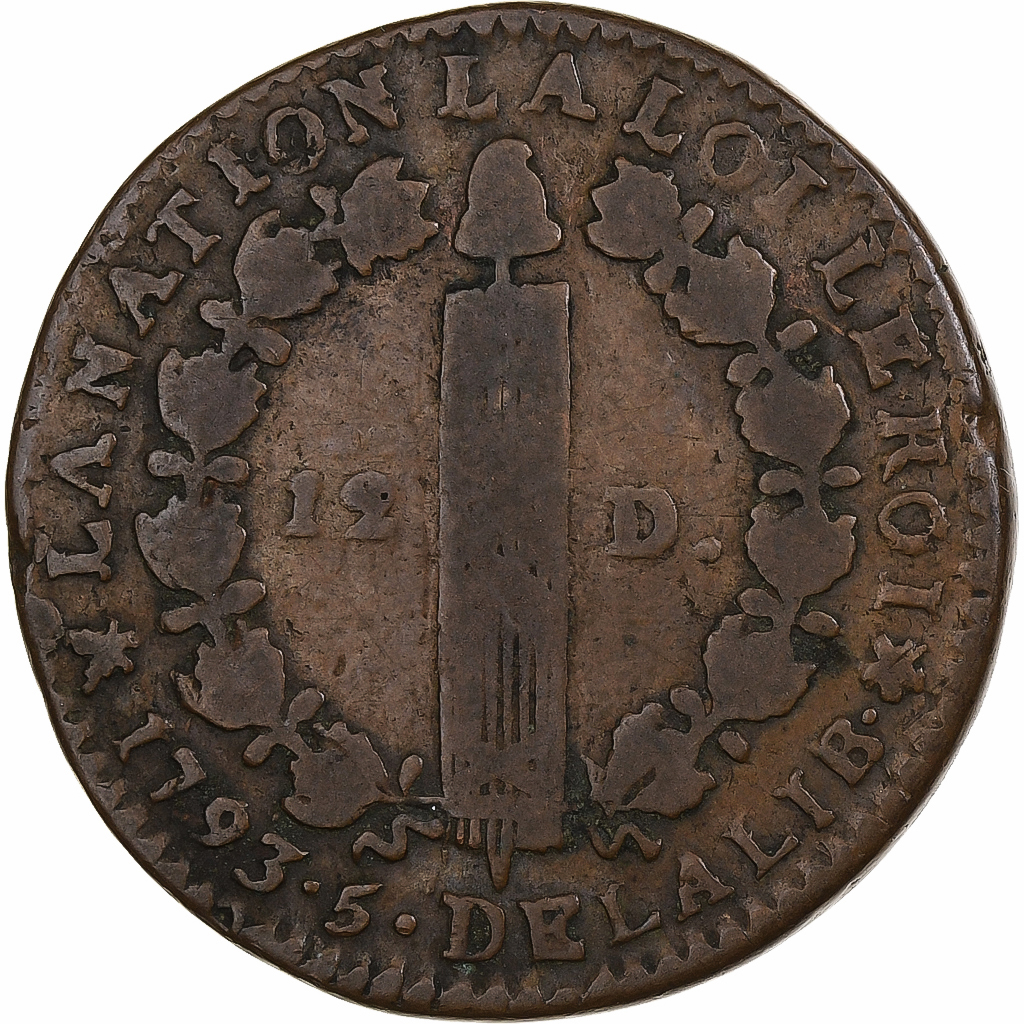 France, Louis XVI, 12 deniers François, 1793 / AN 5, Bayonne, Copper, 