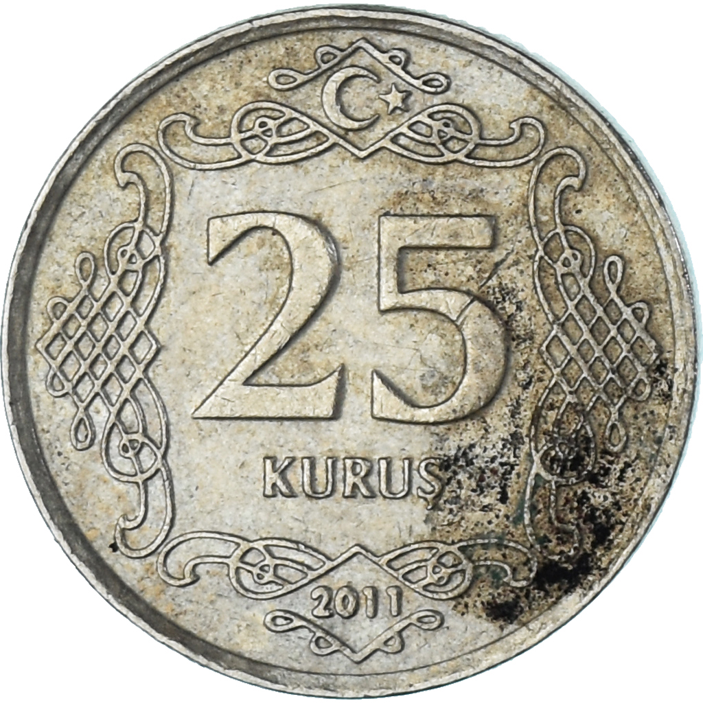 Coin, Turkey, 25 Kurus, 2011 | Asian and Middle Eastern Coins