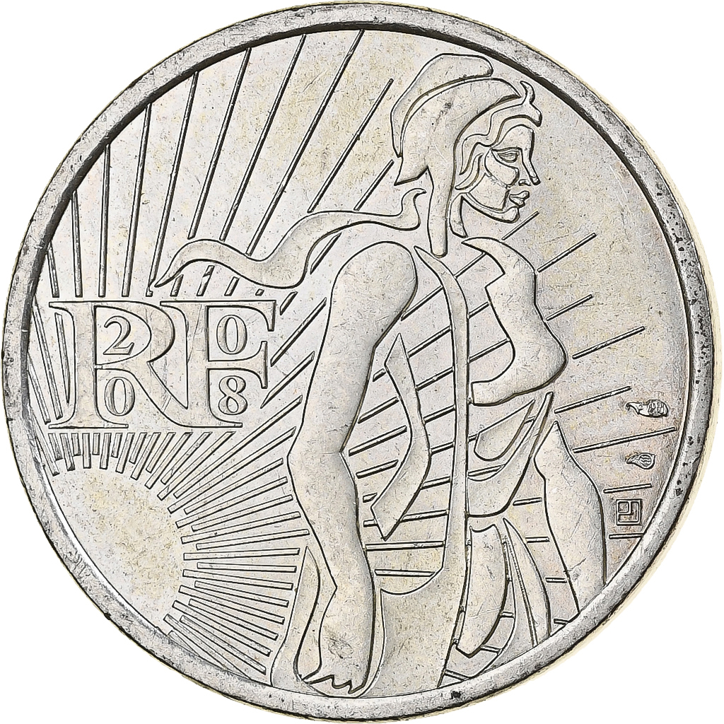 France, 5 Euro, Semeuse, 2008, MDP, Silver, 