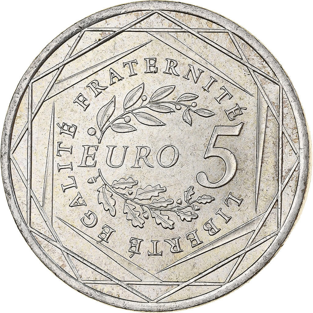 France, 5 Euro, Semeuse, 2008, MDP, Silver, 