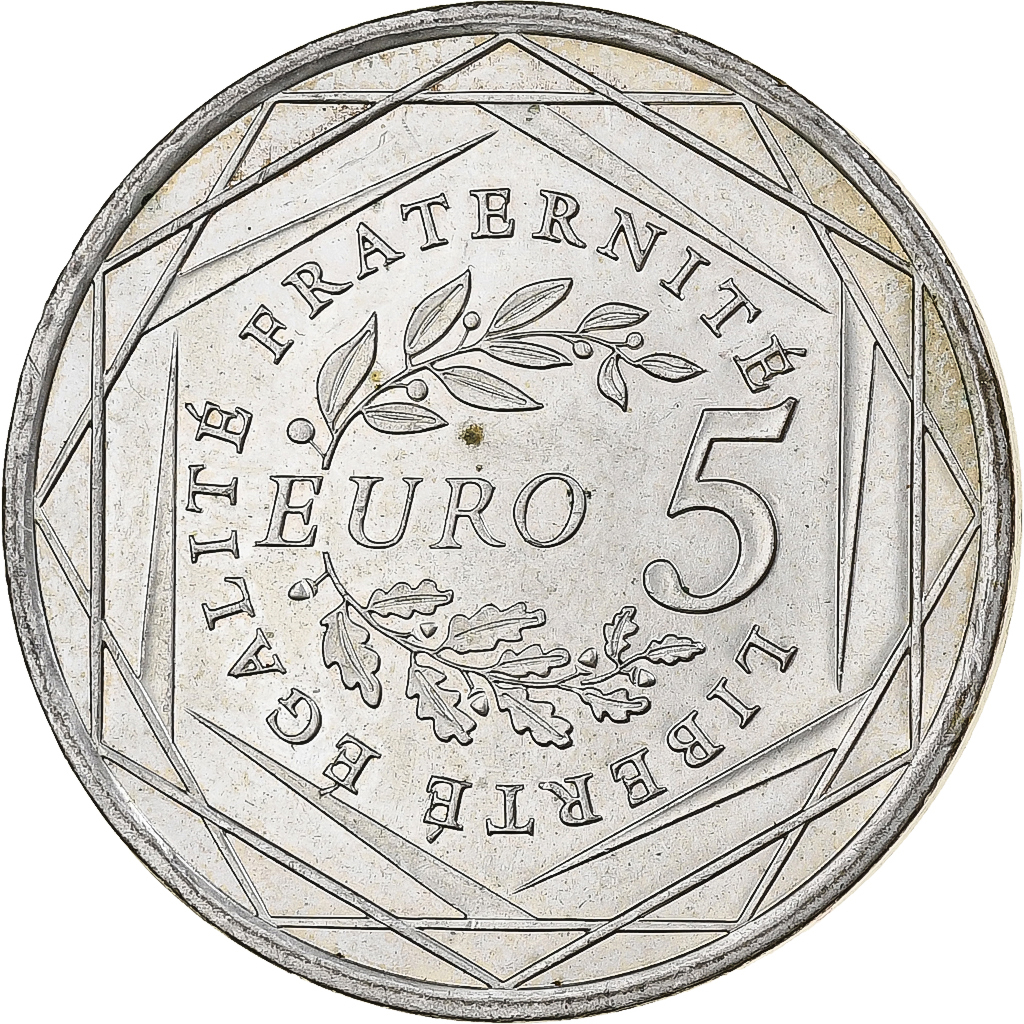 France, 5 Euro, Semeuse, 2008, MDP, Silver, 
