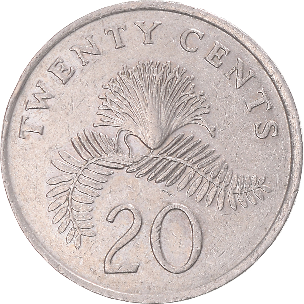 Coin, Singapore, 20 Cents, 1985