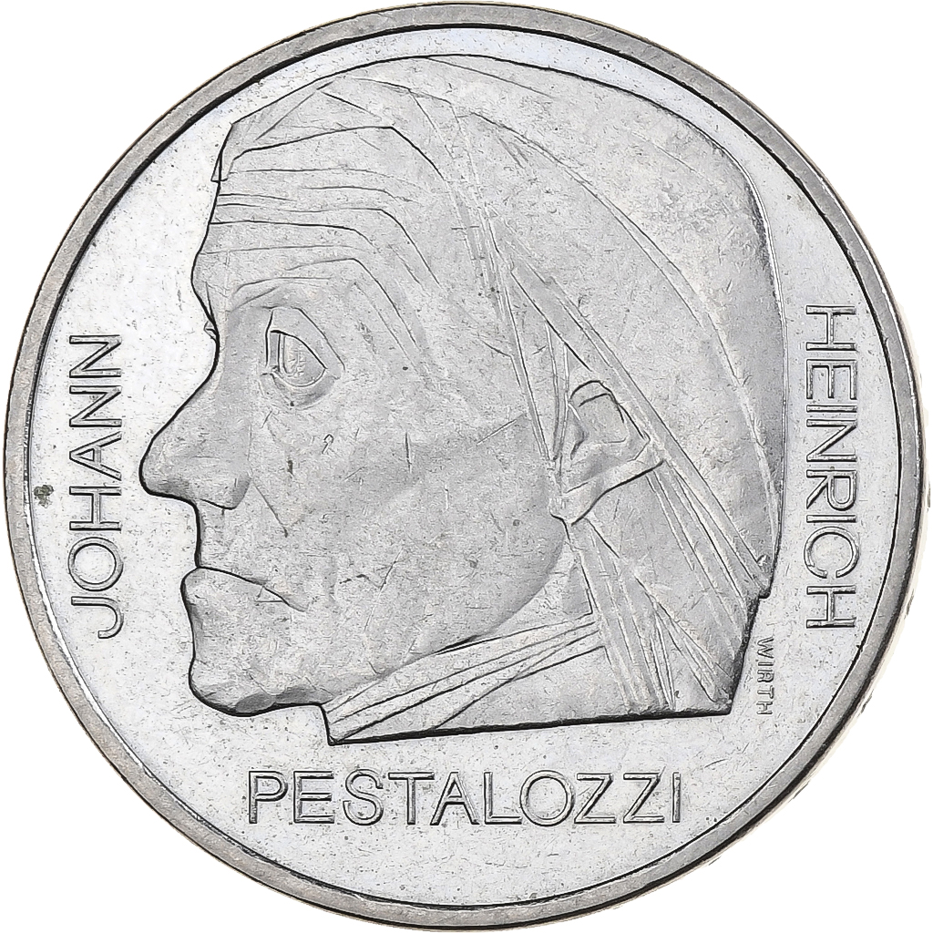 Switzerland, 5 Francs, Johann Pestalozzi, 1977, Bern, Cupronickel, MS