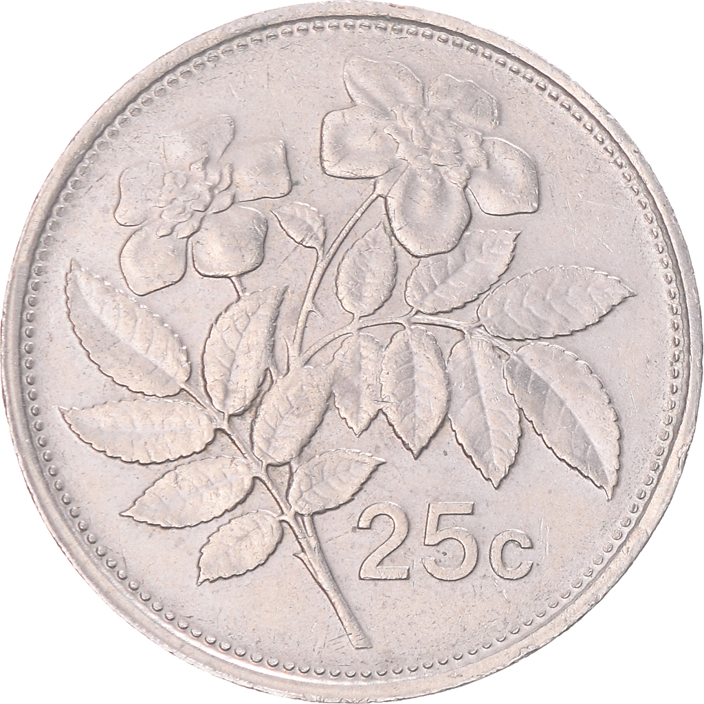Coin, Malta, 25 Cents, 1993