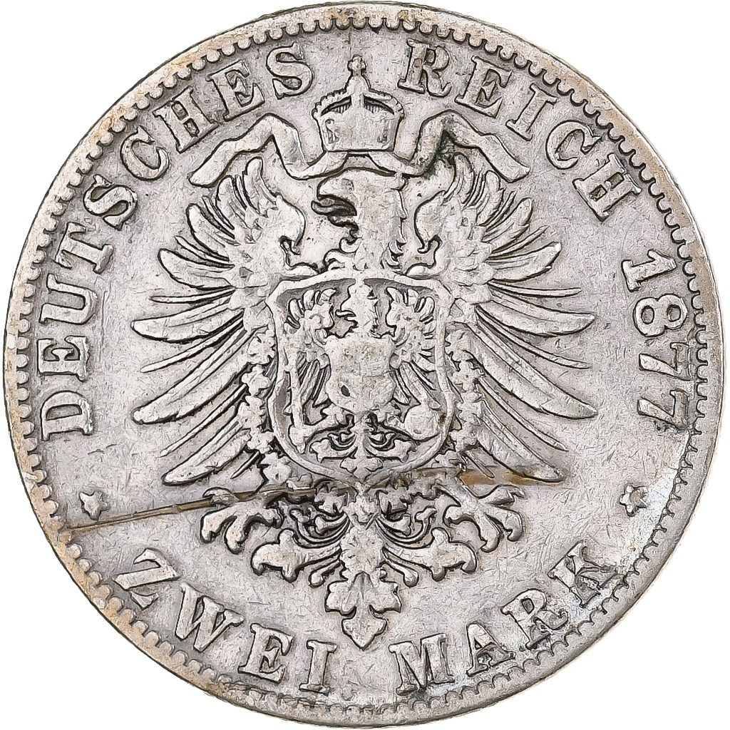 Grand Duchy of Baden, Friedrich I, 2 Mark, 1877, Karlsruhe, Silver, 