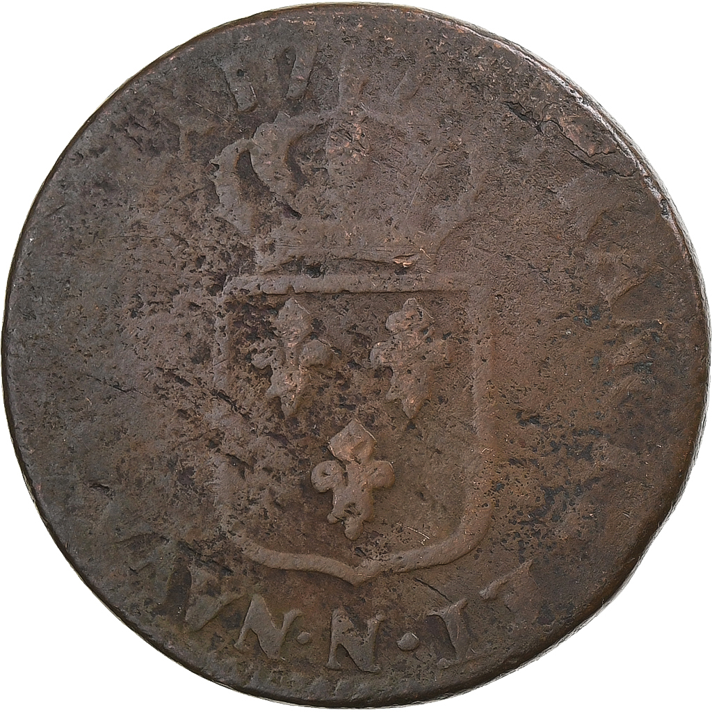 France, Louis XV, Sol à la vieille tête, 1772, Montpellier, Copper, 