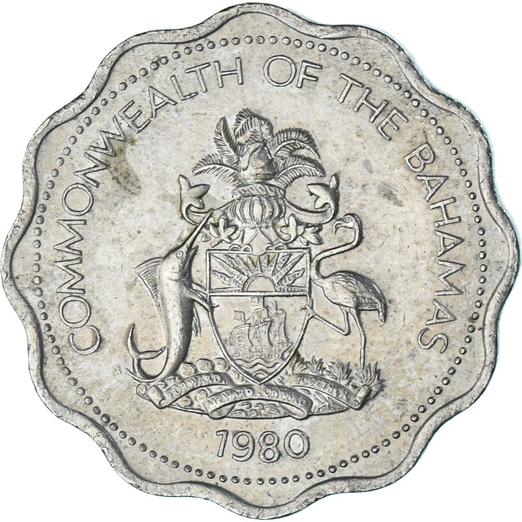 Coin, Bahamas, 10 Cents, 1980