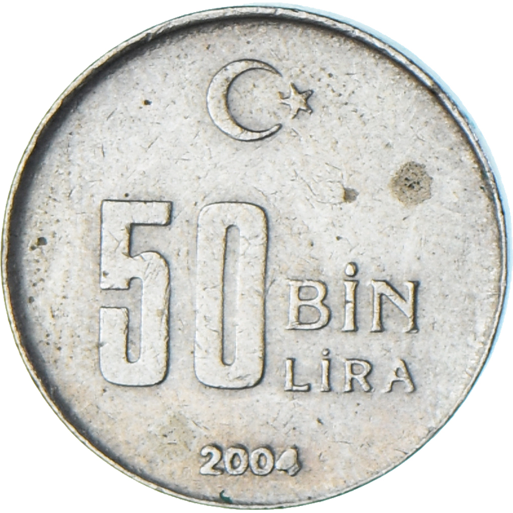 Coin, Turkey, 50000 Lira, 50 Bin Lira, 2004