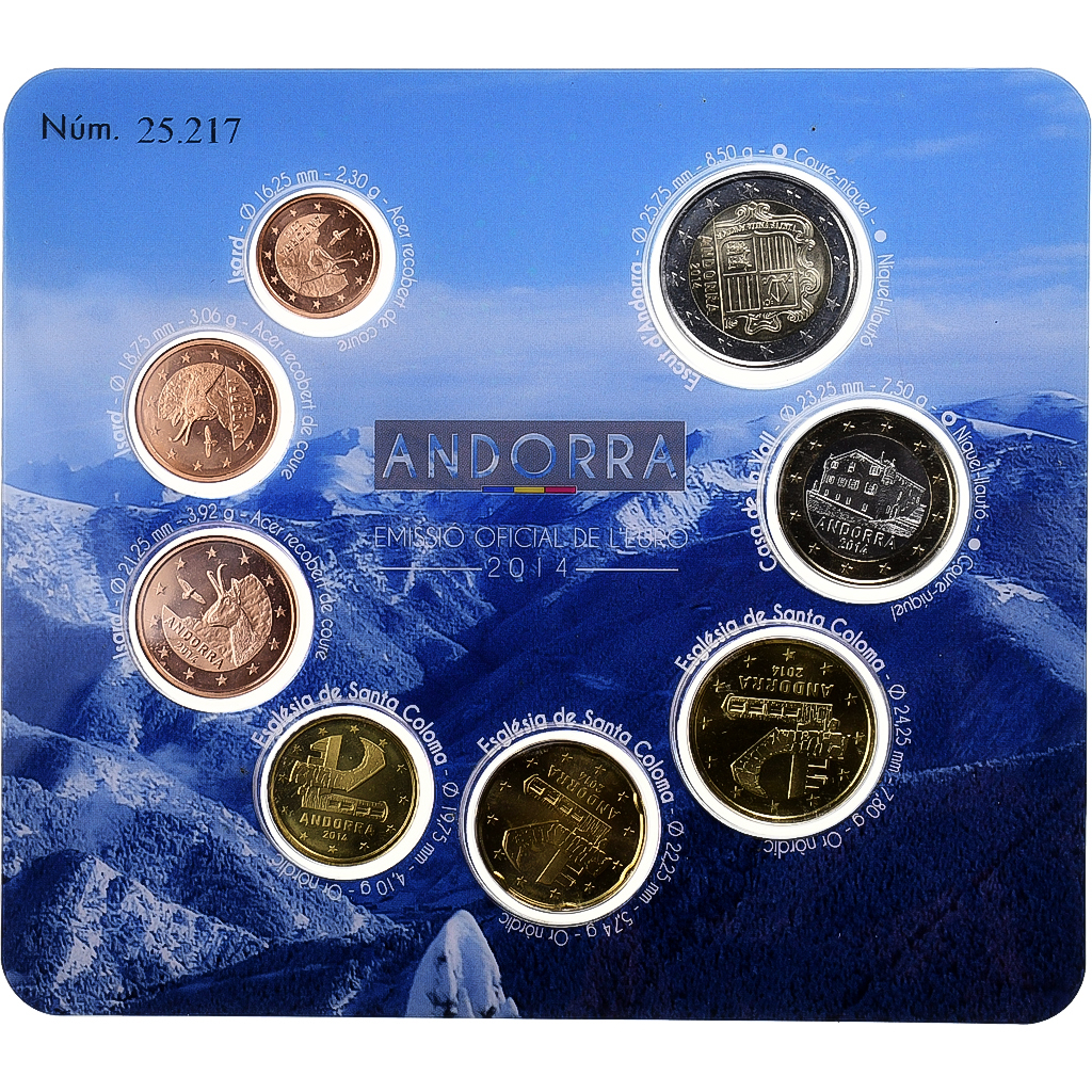 Andorra, Set 1 ct. - 2 Euro, 2014, Madrid, STGL