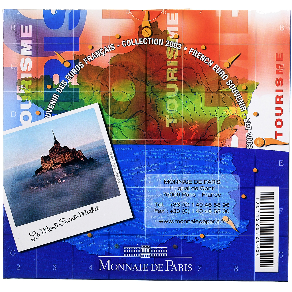 France, Set 1 ct. - 2 Euro + Medal, French Euro Souvenir set, BU, 2003, MDP