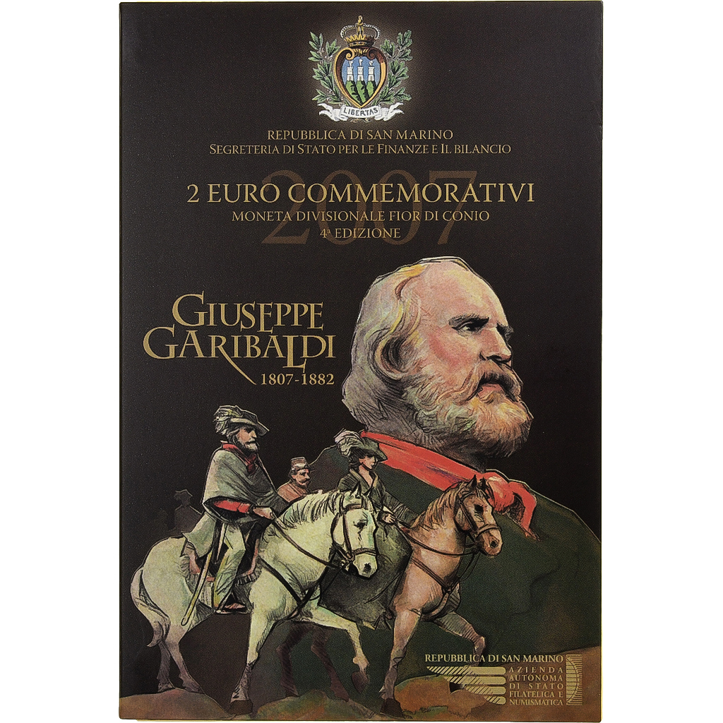 San Marino, 2 Euro, Giuseppe Garibaldi, 2007, Rome, Bi-Metallic, STGL
