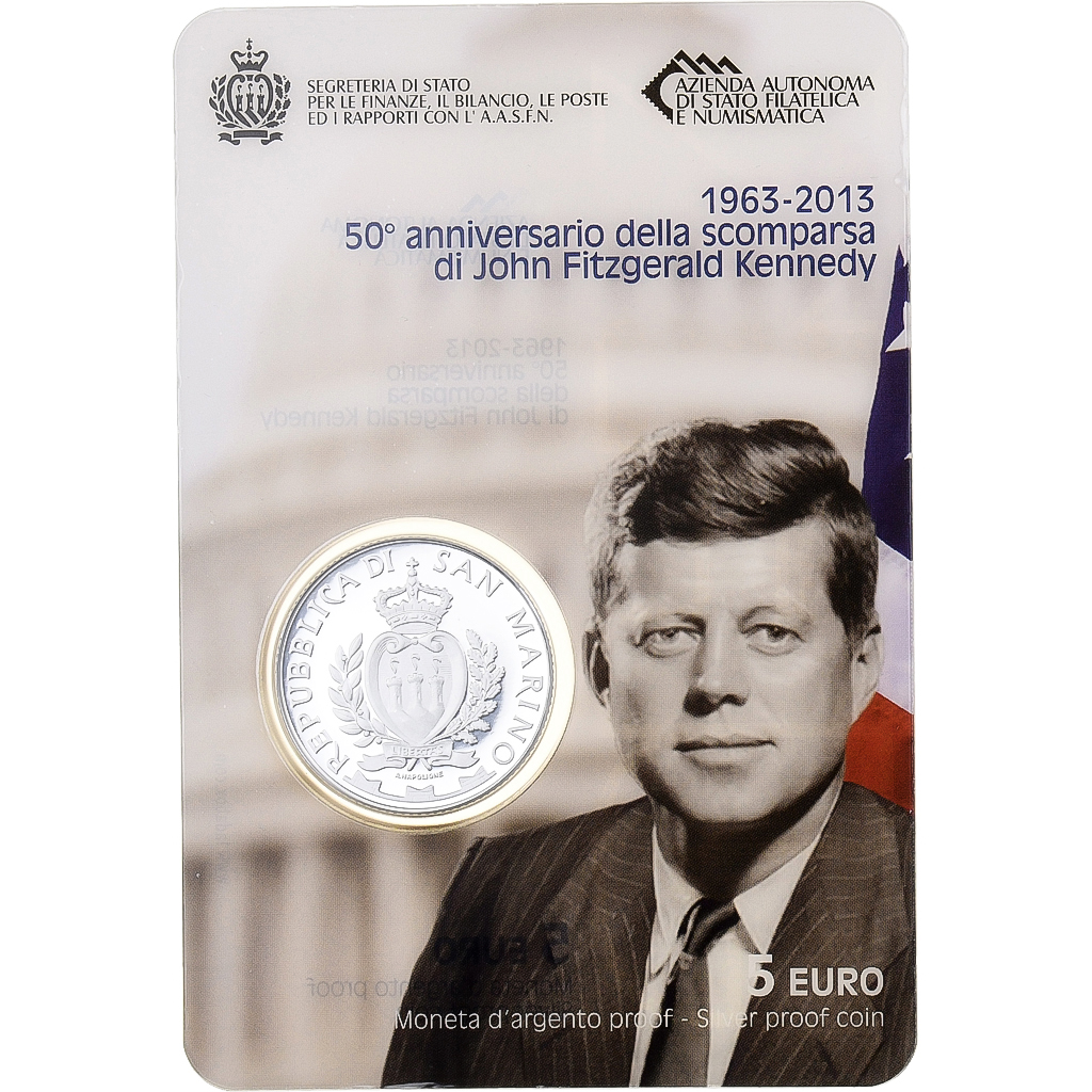San Marino, 5 Euro, John Fitzgerald Kennedy, 2013, Rome, Silver, 