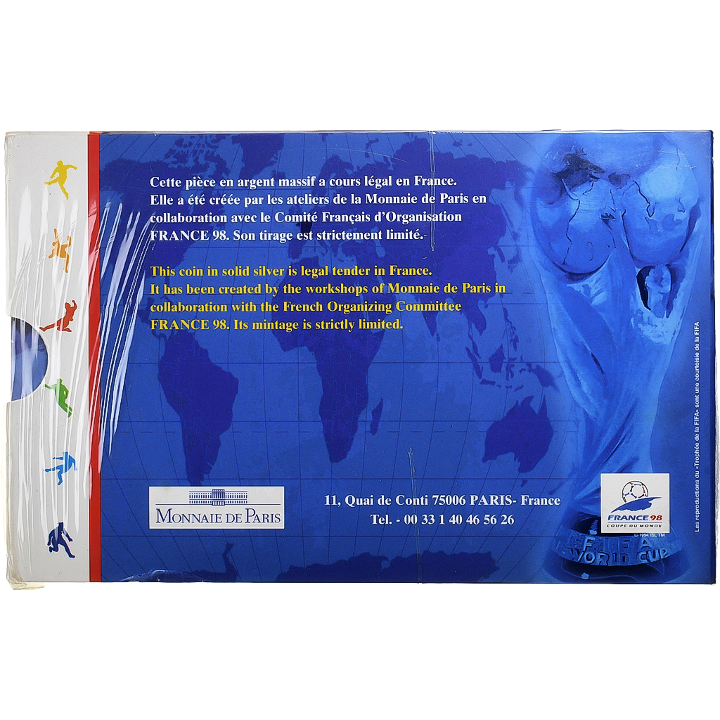 France, 1 Franc + Token, World Cup 1998, 1997, MDP, Silver, MS